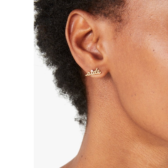 KATE SPADE • Gold Say Yes Sidekick Earrings Bridesmaid Mom Friend Love - Picture 4 of 5